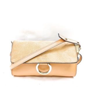 Chloe Mini Faye Women's Brown Suede Coral Leather Shoulder Crossbody Bag